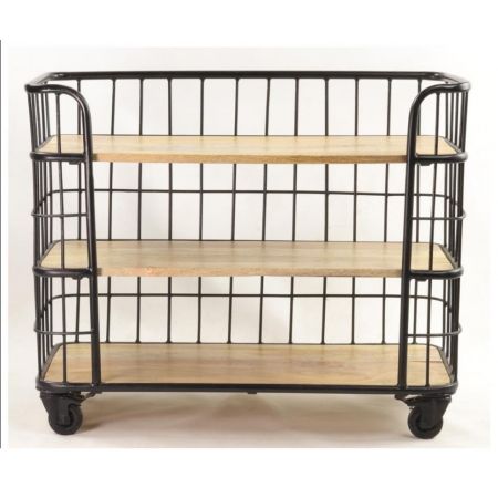 "Elsie" Beistelltisch mit Massivholzelementen und einem robusten Metallrahmen im Industrial Style