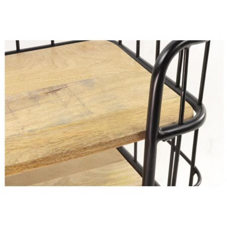 "Elsie" Beistelltisch mit Massivholzelementen und einem robusten Metallrahmen im Industrial Style