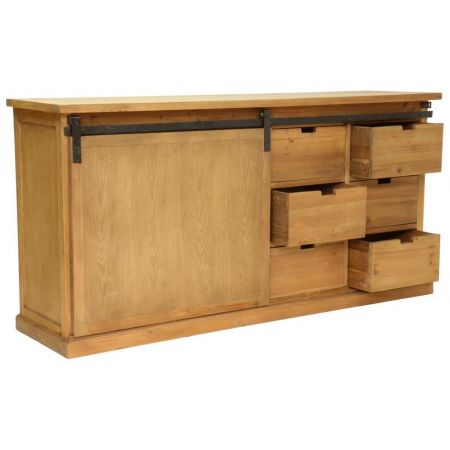 "Maggie" Sideboard aus Massivholz und robusten Metallelementen im Landhausstil