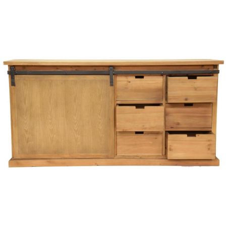 "Maggie" Sideboard aus Massivholz und robusten Metallelementen im Landhausstil