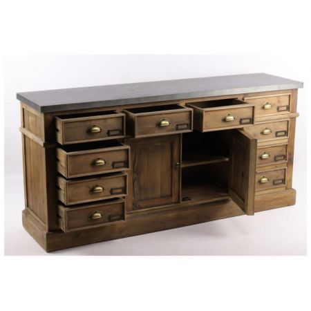 "Mabel" Sideboard aus Massivholz und robusten Metallelementen im Industrial Style