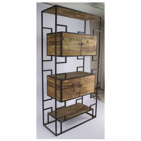 "Cassius" Regal mit Massivholzelementen im Bauhausstil