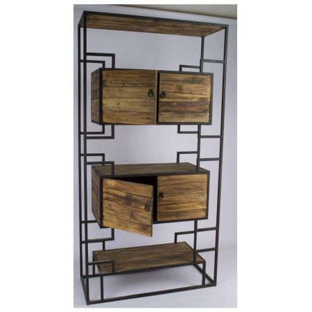 "Cassius" Regal mit Massivholzelementen im Bauhausstil