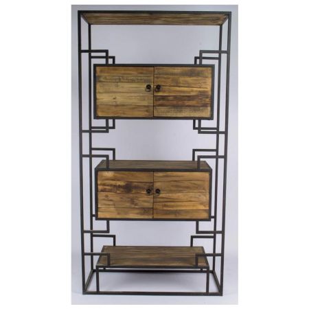 "Cassius" Regal mit Massivholzelementen im Bauhausstil