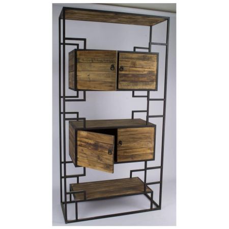 "Cassius" Regal mit Massivholzelementen im Bauhausstil