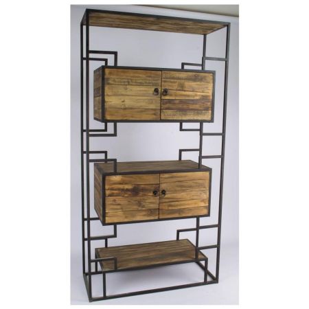 "Cassius" Regal mit Massivholzelementen im Bauhausstil