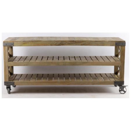 "Emma" Konsole aus Massivholz und robusten Metallelementen im Industrial Style