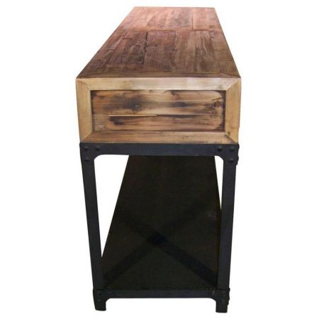 "Grand Frances" Konsolentisch aus Massivholz und robusten Metallelementen im Industrial Style