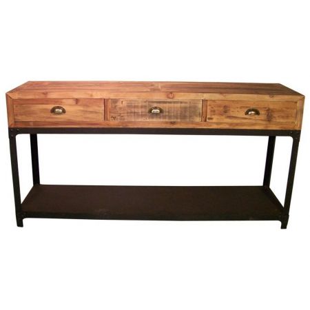 "Grand Frances" Konsolentisch aus Massivholz und robusten Metallelementen im Industrial Style