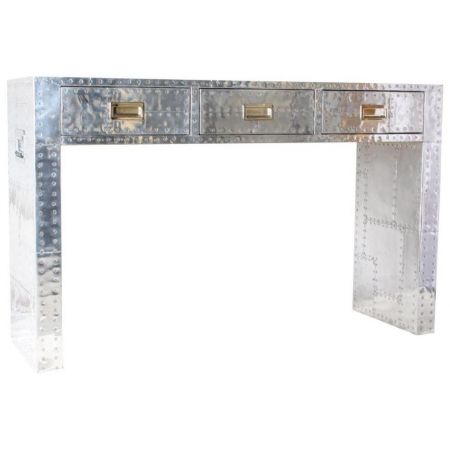 "Henrietta" Konsolentisch aus Kreuzlagenholz und robusten Metallelementen im Industrial Style