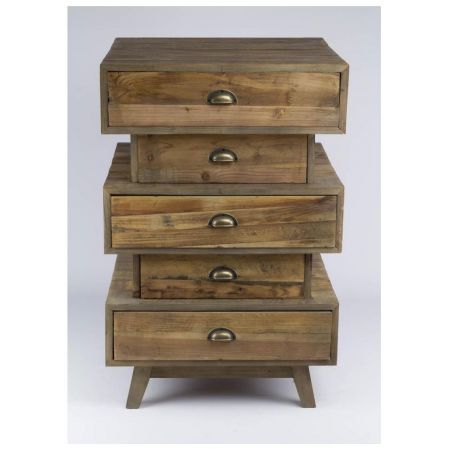 "Rayne" Beistelltisch mit robusten Massivholzelementen im Mid Century Stil