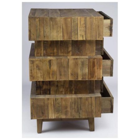 "Rayne" Beistelltisch mit robusten Massivholzelementen im Mid Century Stil