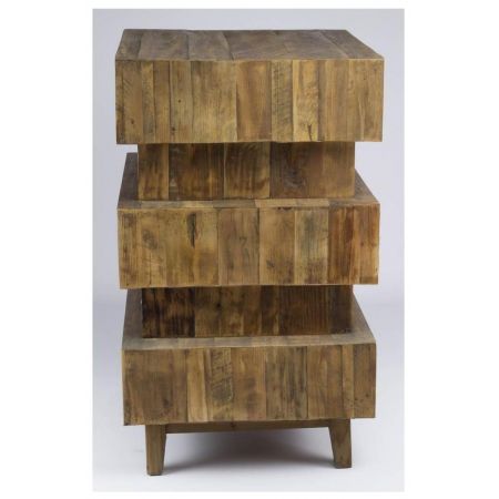 "Rayne" Beistelltisch mit robusten Massivholzelementen im Mid Century Stil