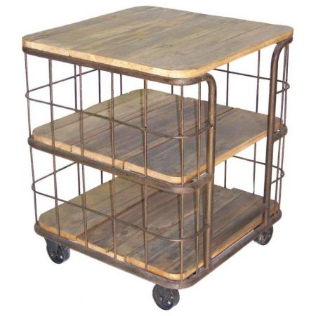 "Floyd" Beistelltisch mit Massivholzelementen im Industial Style