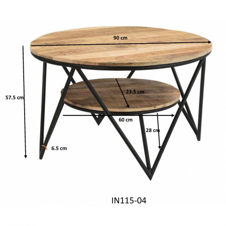 Runder massiver Sofatisch aus Mangoholz