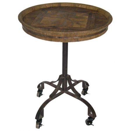 "Edwin" Beistelltisch mit Massivholzelementen und einem robusten Metallrahmen im Victorian Style