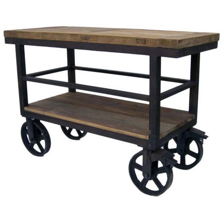 "Fannie" Konsolentisch aus Massivholz und robusten Metallelementen im Industrial Style