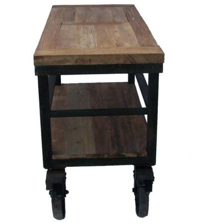 "Fannie" Konsolentisch aus Massivholz und robusten Metallelementen im Industrial Style