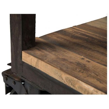 "Fannie" Konsolentisch aus Massivholz und robusten Metallelementen im Industrial Style