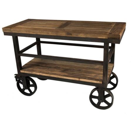 "Fannie" Konsolentisch aus Massivholz und robusten Metallelementen im Industrial Style