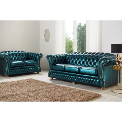 "Jaxon" original Chesterfield Sofa Echtleder 3-Sitzer englisches Ledersofa