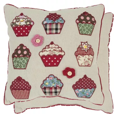 Clayre & Eef Kissenhülle Cupcakes ca. 30 x 30 cm