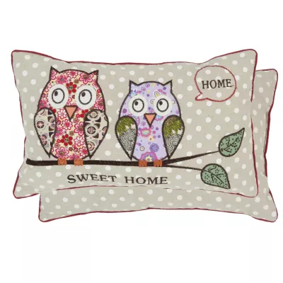 Clayre & Eef Zierkissen Eulen HOME SWEET HOME ca. 36 x 23 cm