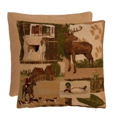 Clayre & Eef Kissenhülle Jagdhund Hirsch Ente Reiter ca. 40 x 40 cm