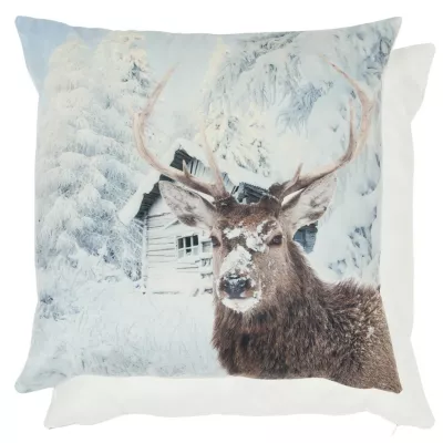 Clayre & Eef Kissenhülle Hirsch Winter Schnee ca. 45 x 45 cm