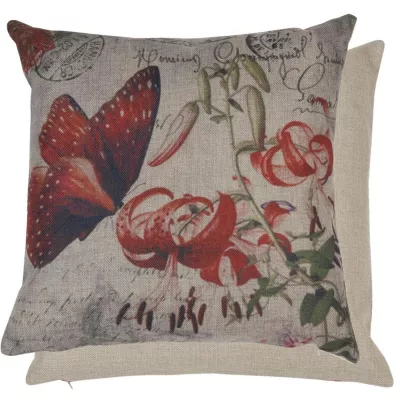Clayre & Eef Kissenhülle Schmetterling Lilien ca. 45 x 45 cm