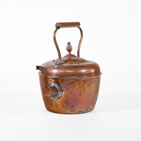 Antiker Kaminkessel aus Kupfer, Kupferkessel mit Patina