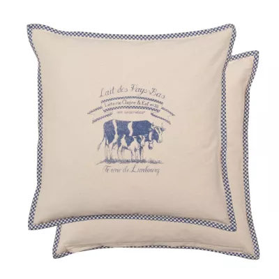 Clayre & Eef Lait De Vache Kissenbezug Kissenhülle Kissen blau ca. 40 x 40 cm