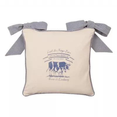 Clayre & Eef Lait De Vache Stuhlkissen Kissenbezug Kissenhülle Kissen blau ca. 40 x 40 cm