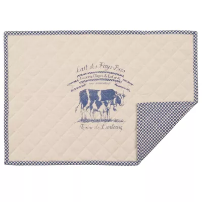 Clayre & Eef Lait De Vache Tischset Platzdeckchen 6er Set Wendemuster blau ca. 48 x 33 cm