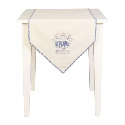 Clayre & Eef Lait De Vache Tischläufer Tischdecke blau ca. 50 x 160 cm
