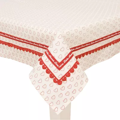 Clayre & Eef Tischdecke Herzmuster rot 150x150cm