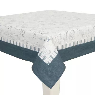 Clayre & Eef Tischdecke mit blauem Rand 100x100cm