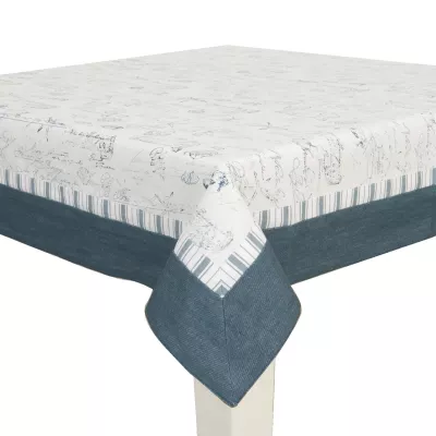 Clayre & Eef Tischdecke mit blauem Rand 130x180cm