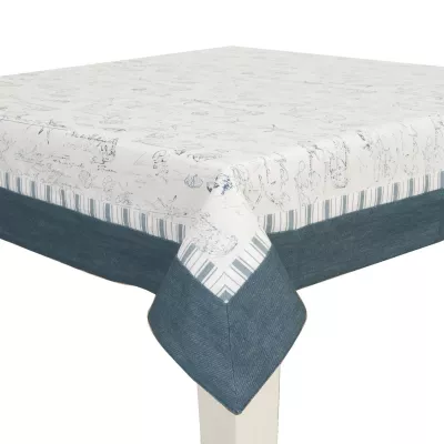 Clayre & Eef Tischdecke mit blauem Rand 150x250cm