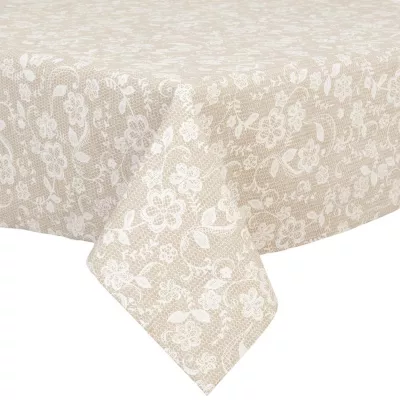 Clayre & Eef 100x100 Tischdecke viereckig in beige mit Blumen Lace with Love