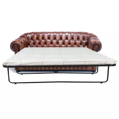 Chesterfield Schlafsofa "Livingston" 3-Sitzer Original englisches Sofabed (Matratze: 115cm)