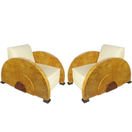 MORRIS Art déco Sessel / Fauteuil "Lever du Soleil" in Wurzelholz