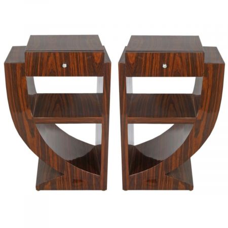 2er Set Art déco Stil Beistelltisch Antoine, in Mahagoni