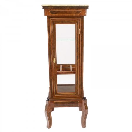 Art déco Stil Vitrine Amelie mit heller Platte in Marmor-Optik