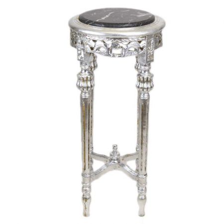 Morris runder kompakter Barock-Beistelltisch in Silber