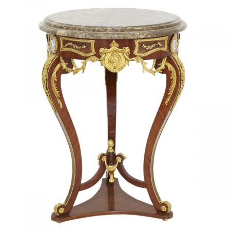 Morris kompakter Barock-Beistelltisch in Rustikal-Grau