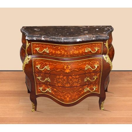 Morris Marmor Barock-Kommode in Schwarz-Rustikal