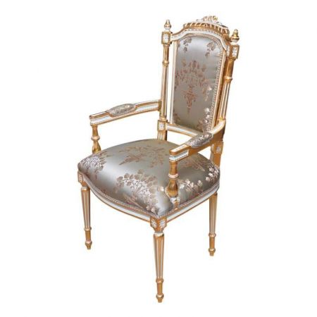 MORRIS Barock Stil Armchair "Aveline", gold/grau