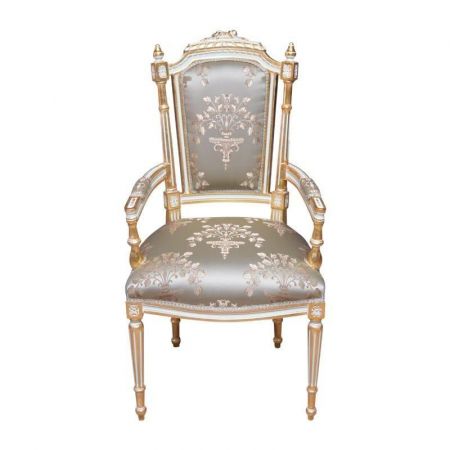 MORRIS Barock Stil Armchair "Aveline", gold/grau