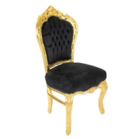 Morris Barock Schwarzer Stoff Stuhl